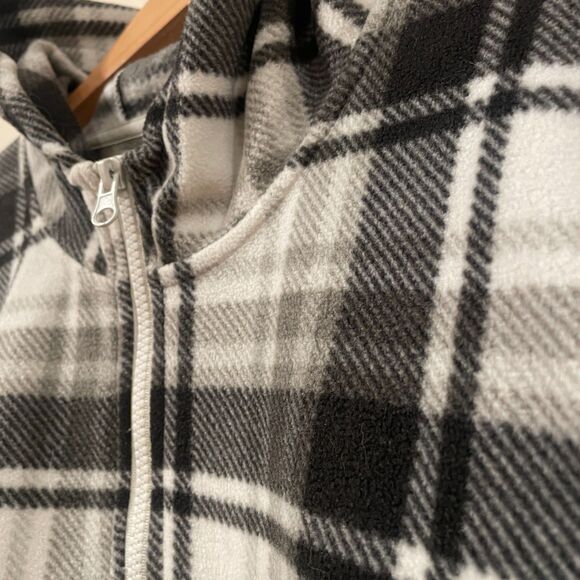 ~ O'Neill XL Fleece Jacket Black Gray Plaid Hoodie Pockets Half Zip Unisex - Picture 4 of 12